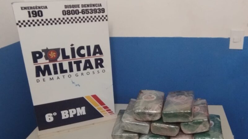 Mulher é presa pela Polícia Militar com nove tabletes de maconha em Cáceres