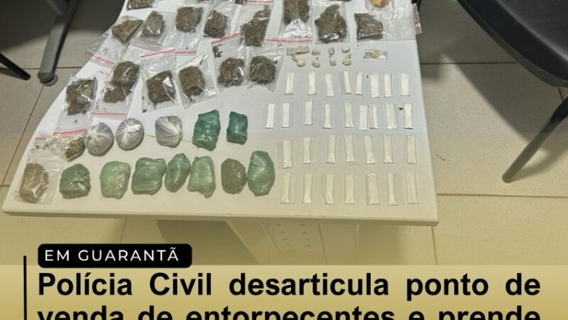 Polícia Civil desarticula ponto de venda de entorpecentes e prende traficante com 76 porções de drogas