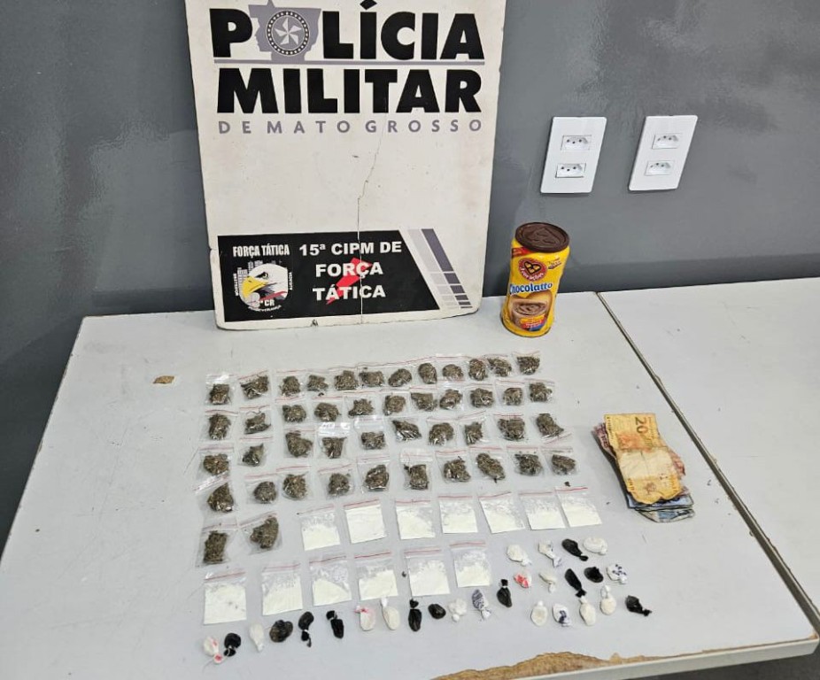 Homem é preso pela Polícia Militar com 85 porções de drogas em Várzea Grande