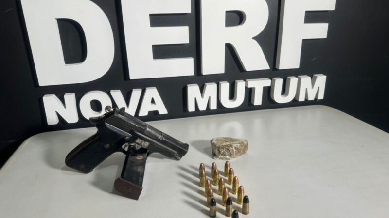 Foragido da Justiça é preso com arma, munições e drogas em Nova Mutum