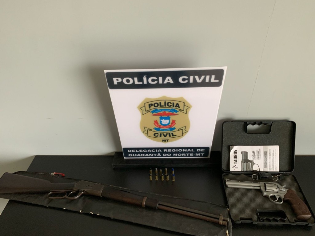 Armas de fogo são apreendidas pela Polícia Civil em residência de investigado por violência doméstica