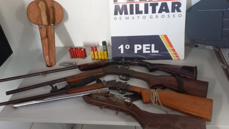 Dois homens são presos com quatro armas de fogo e munições em Apiacás