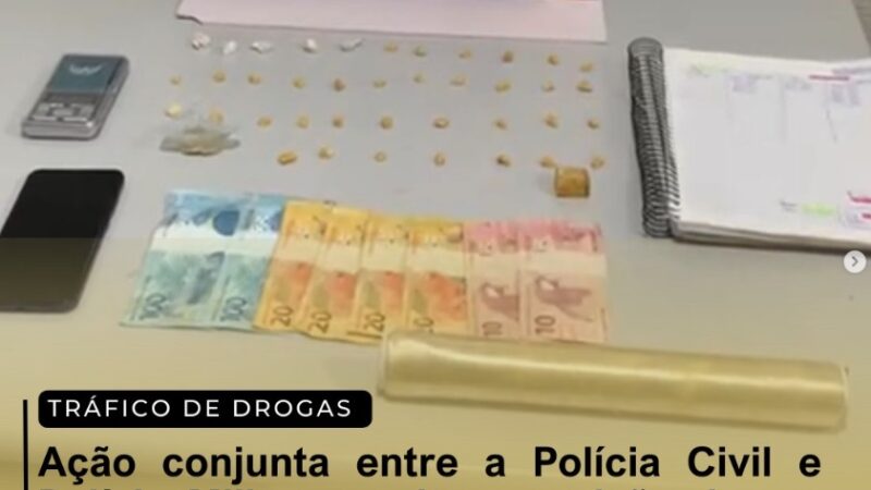 Ação conjunta entre a Polícia Civil e Polícia Militar resulta na prisão de um indivíduo por tráfico de drogas em Marcelândia.