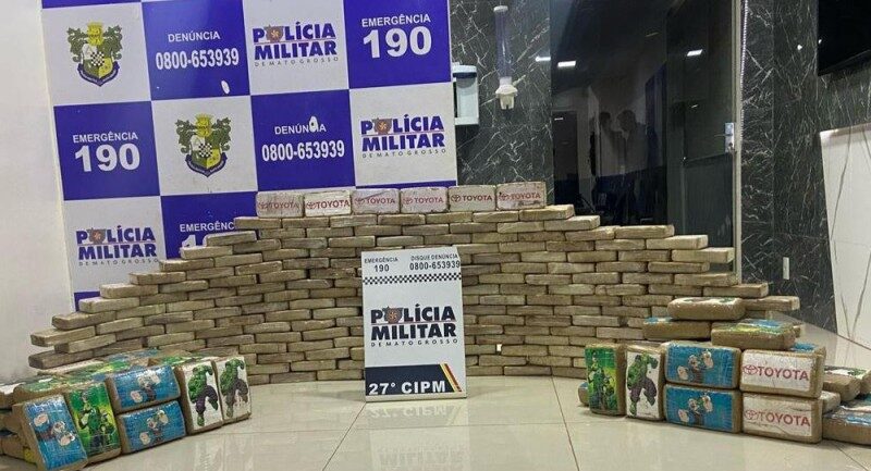 Polícia Militar e PRF apreendem 300 quilos de drogas escondidos em caminhão em Confresa