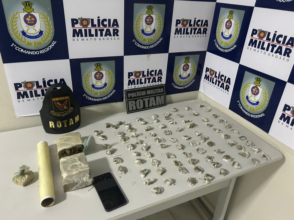 Rotam prende homem em flagrante com 86 porções de maconha em Cuiabá