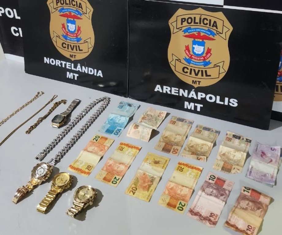 Polícia Civil prende criminosos envolvidos em roubos em joalherias em Arenápolis e Denise