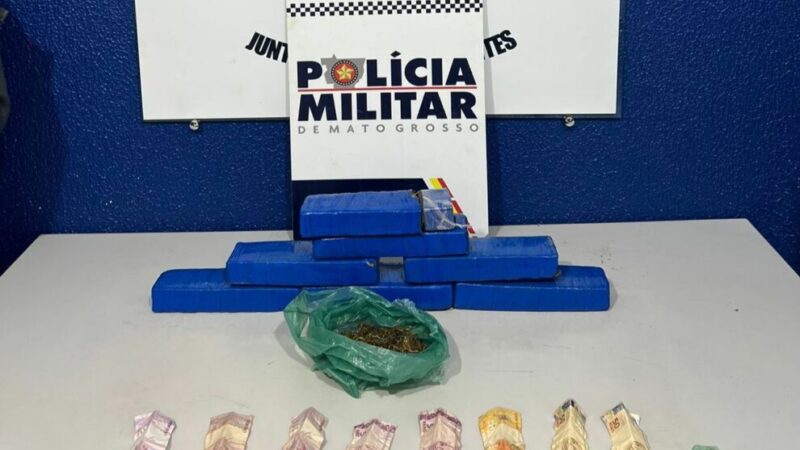 Peixoto de Azevedo: PM prende dupla por tráfico de drogas e apreende sete quilos de maconha
