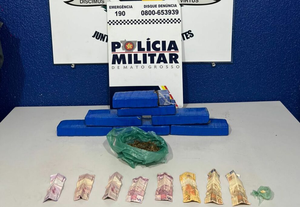 Peixoto de Azevedo: PM prende dupla por tráfico de drogas e apreende sete quilos de maconha