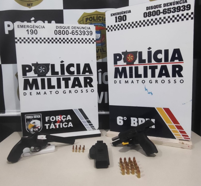 Força Tática prende casal com armas de fogo e munições durante festa em Cáceres