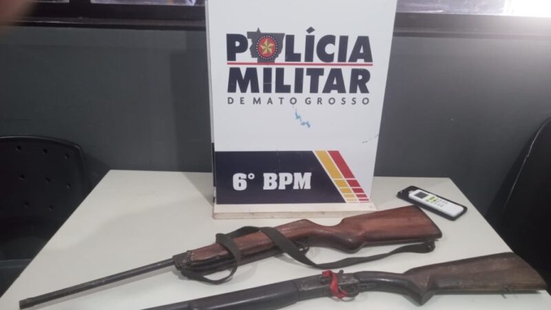 Homem é preso pela Polícia Militar com duas armas de fogo em Cáceres