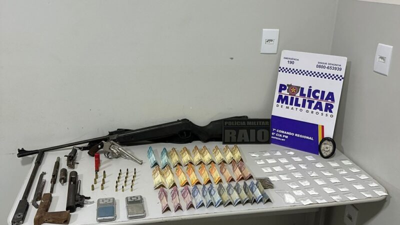 PM prende integrantes de organização criminosa com armas e drogas em Sapezal