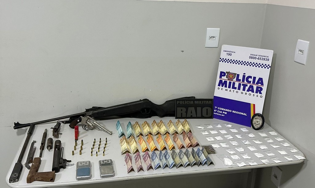 PM prende integrantes de organização criminosa com armas e drogas em Sapezal