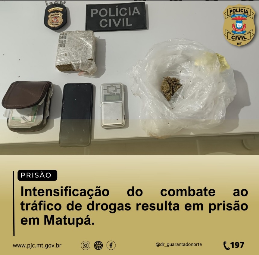 Intensificação do combate ao tráfico de drogas resulta em prisão em Matupá.