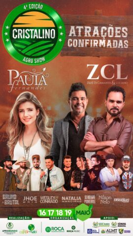 De 16 a 19 de maio acontece  a 4º edição do Cristalino Agro Show, em Novo Mundo.