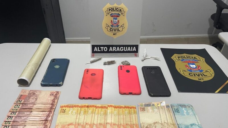 Polícia Civil prende três traficantes e fecha ponto de venda de drogas em Alto Araguaia