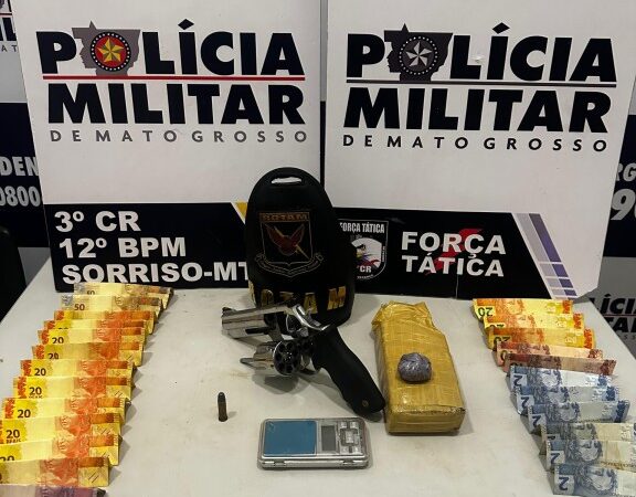 Rotam prende faccionado com revólver e tablete de maconha em Sorriso