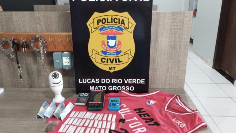 Polícia Civil prende jovem por tráfico de drogas e desobediência em Lucas do Rio Verde