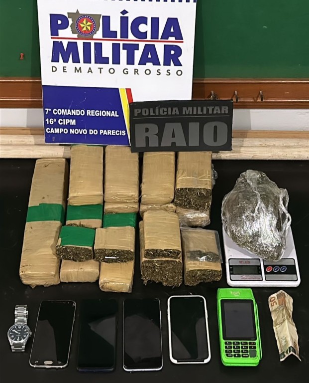 Quadrilha é presa em flagrante pela PM com quase 8kg de maconha em Campo Novo do Parecis