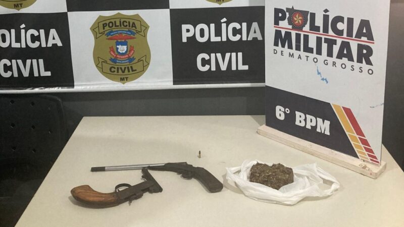 Membro de facção criminosa é preso com armas de fogo e porção de maconha em Cáceres