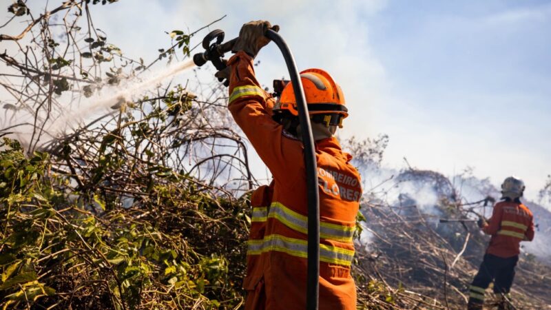 Corpo de Bombeiros segue combatendo incêndio em Cáceres nesta sexta-feira (28)