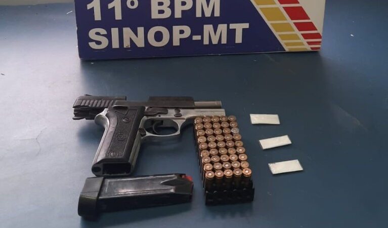 Polícia Militar prende homem com pistola e porções de cocaína em Sinop