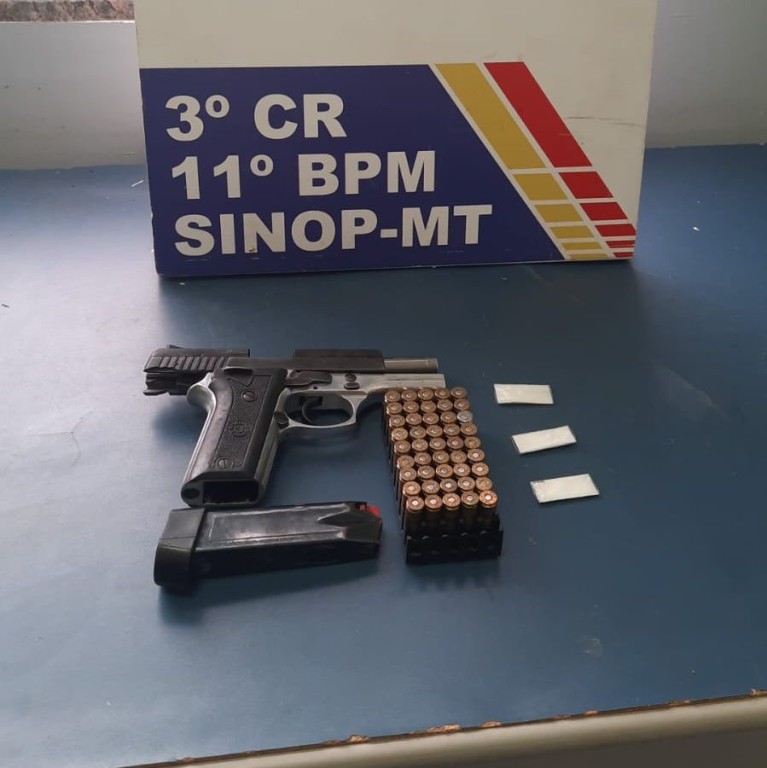 Polícia Militar prende homem com pistola e porções de cocaína em Sinop