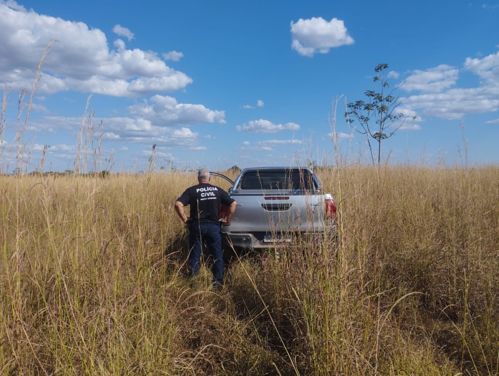 Polícia Civil localiza veículo roubado de idoso morto em zona rural de Nobres