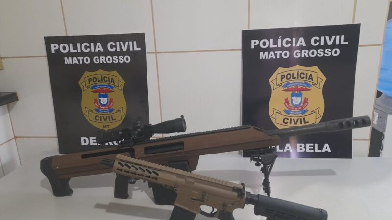 Polícia Civil apreende armas de grosso calibre e 124 pacotes de entorpecentes em área na fronteira