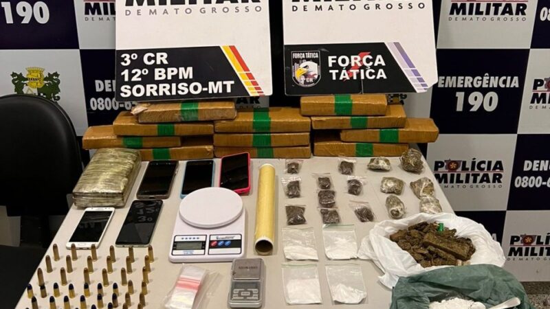 PM prende membros de facção criminosa e apreende tabletes e porções de drogas e munições