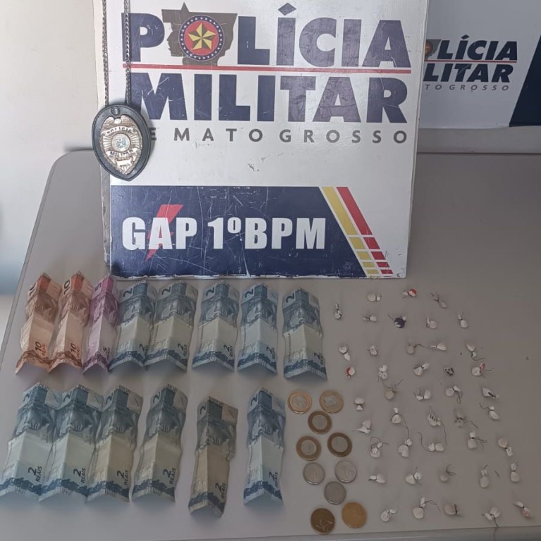 Homem é preso pela Polícia Militar com 43 porções de cocaína em Cuiabá
