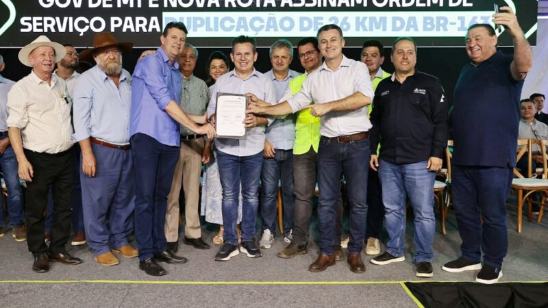 Governo e Nova Rota do Oeste assinam ordem de serviço para duplicação e recuperação do asfalto da BR-163 em Sinop
