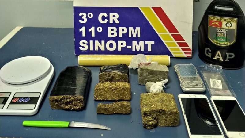 Polícia Militar prende três pessoas por tráfico de drogas em Sinop