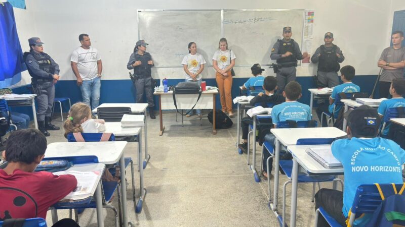 Projeto escola segura da 13º CIPM de Guarantã do Norte visitou a E. M. Integral do Campo Novo Horizonte