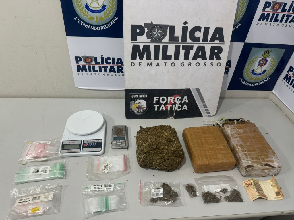 Dois homens são presos pela PM suspeitos de tráfico de drogas em Cuiabá