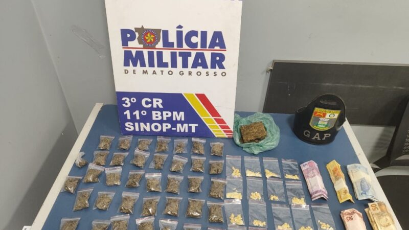 Faccionado é preso por tráfico de drogas e PM apreende 55 porções entre maconha e pasta base de cocaína