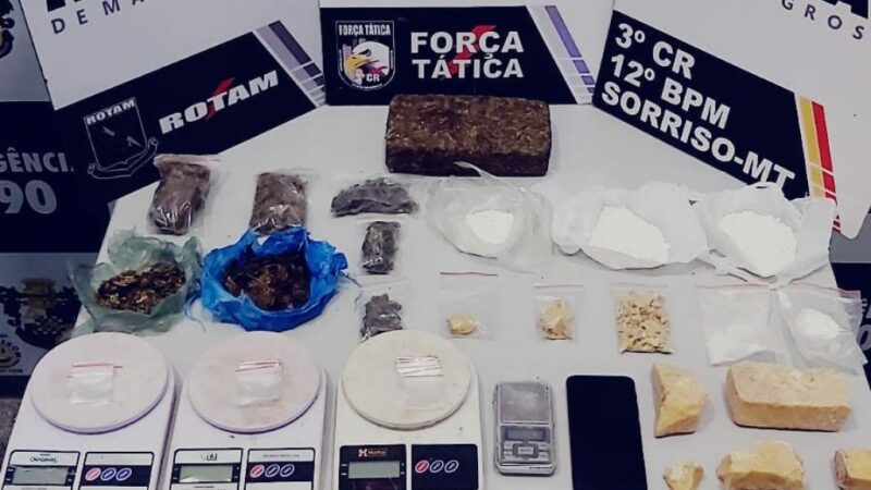 Polícia Militar prende quatro pessoas por tráfico de drogas em Sorriso
