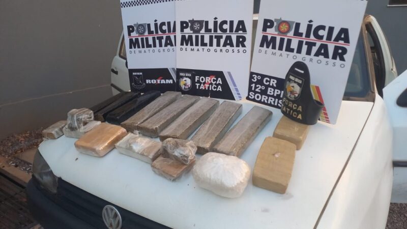 Força Tática prende duas pessoas com 10 quilos de drogas em Sorriso