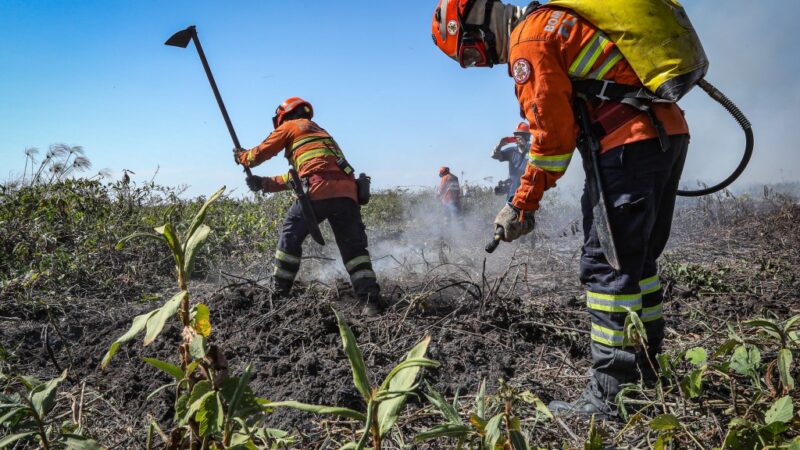 Corpo de Bombeiros extingue mais um incêndio florestal em Chapada dos Guimarães nesta segunda-feira (08)