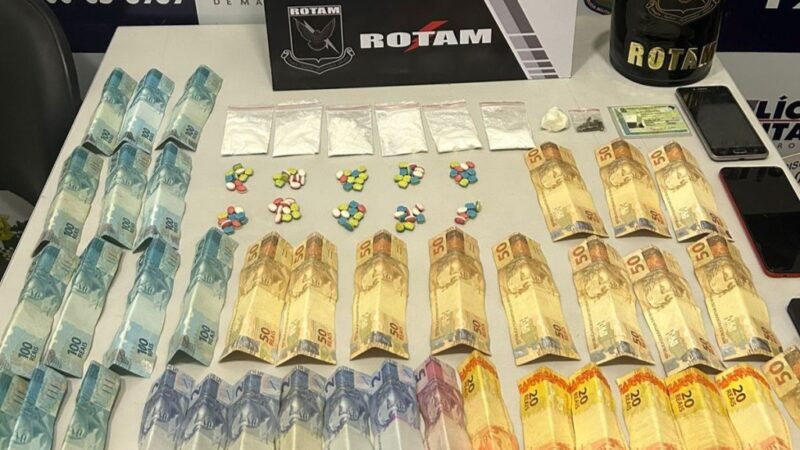 Rotam prende mulher com porções de cocaína e 96 comprimidos de droga sintética em Sorriso