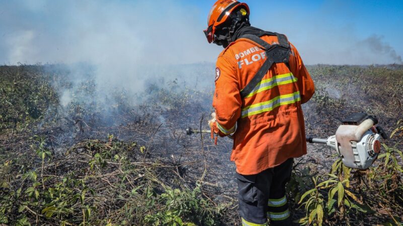 Corpo de Bombeiros continua combate ao incêndio em Porto Conceição nesta quinta-feira (18)