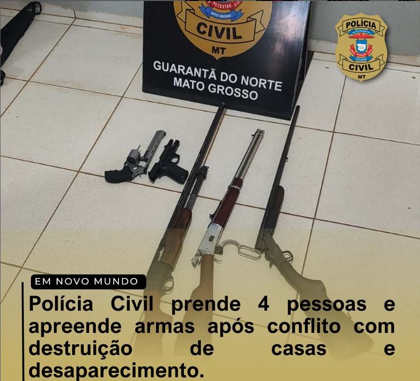 Polícia Civil prende 4 pessoas e armas de fogo em Novo Mundo
