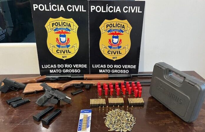 Acusado de violência doméstica é preso com arsenal de armas em Lucas do Rio Verde