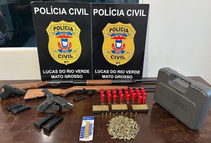 Acusado de violência doméstica é preso com arsenal de armas em Lucas do Rio Verde