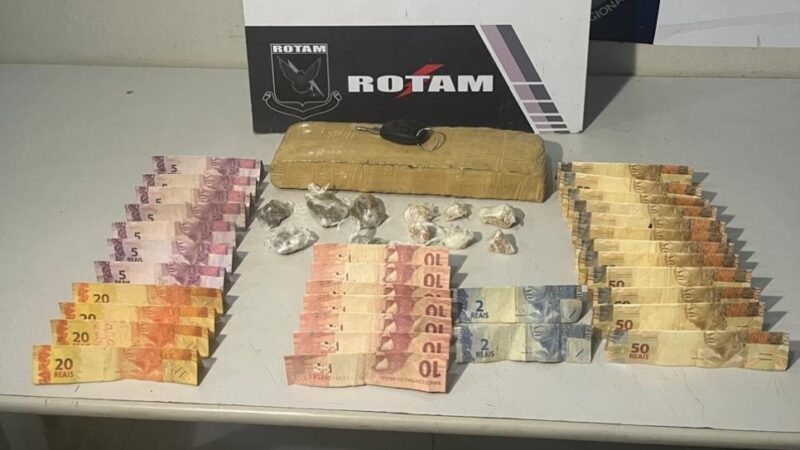 Rotam apreende tabletes de maconha, pasta base de cocaína e prende dois suspeitos por tráfico de drogas