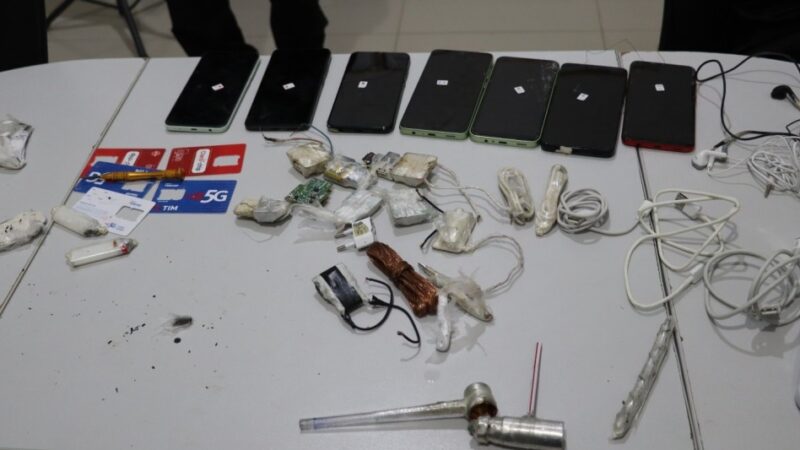 Polícia Penal apreende celulares e entorpecente na Penitenciária de Sinop