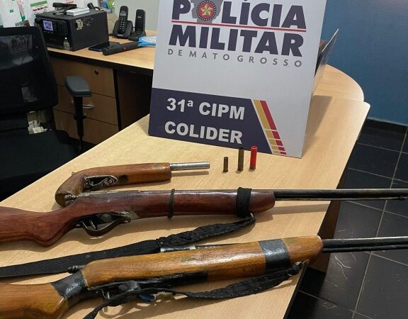 Suspeito por ameaçar esposa com armas de fogo é preso pela PM em Colíder