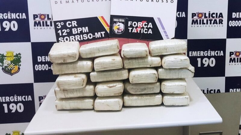 Homem é preso em flagrante pela PM transportando 20 tabletes de skank