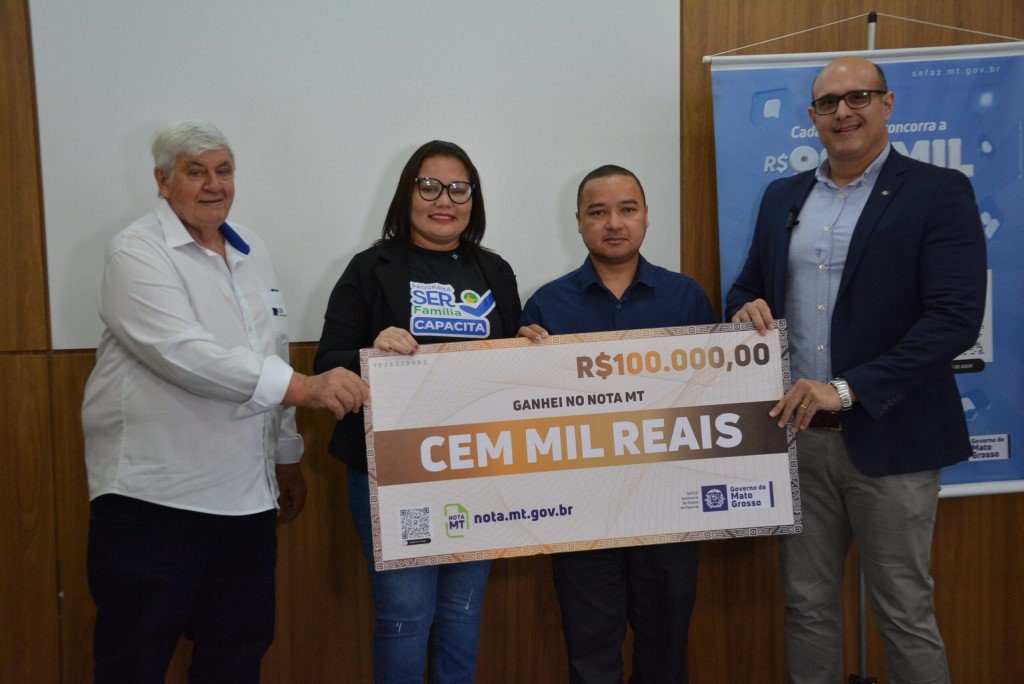 Moradores de Cuiabá e Rondonópolis são sorteados no Nota MT e recebem R$ 100 mil