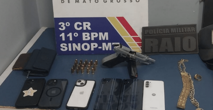 PM prende cobradores por ameaças a moradores com arma de fogo e faca em Sinop