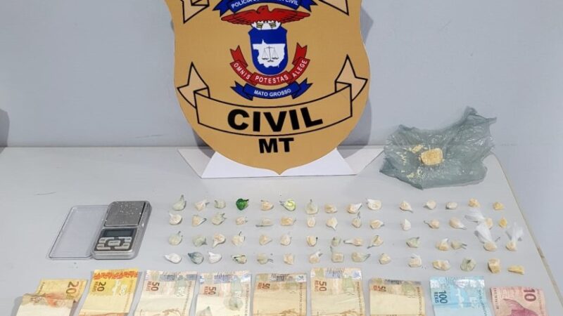 Polícia Civil prende suspeito com 62 porções de pasta base em casa onde estavam crianças